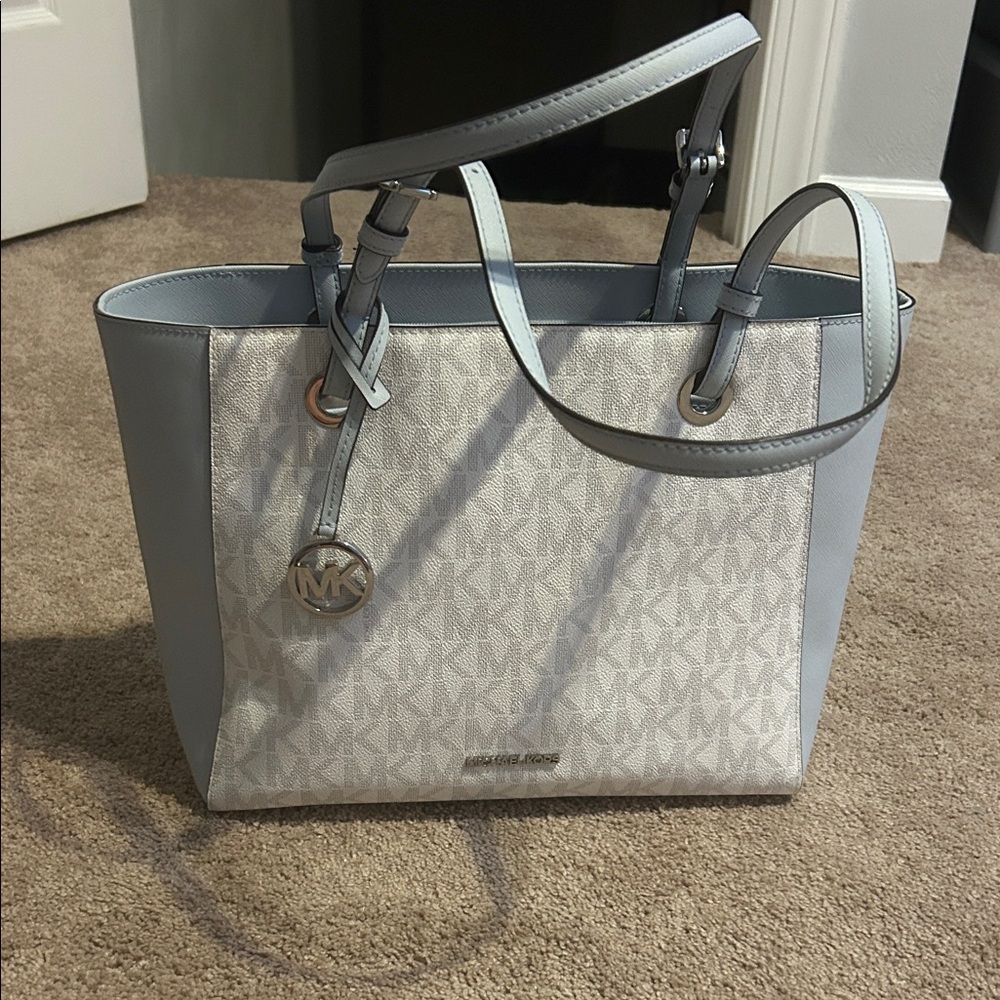 Michael Kors Two-Tone Light Blue and White Tote